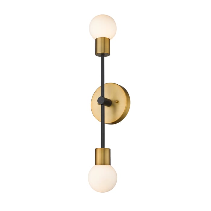 Z-Lite Neutra 2-Light Wall Sconce In Matte Black With Foundry Brass Z-Lite Neutra 2-Light Wall Sconce In Matte Black With Foundry Brass