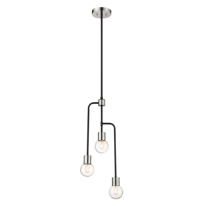 Z-Lite Neutra 3-Light Chandelier In Matte Black With Polished Nickel Z-Lite Neutra 3-Light Chandelier In Matte Black With Polished Nickel