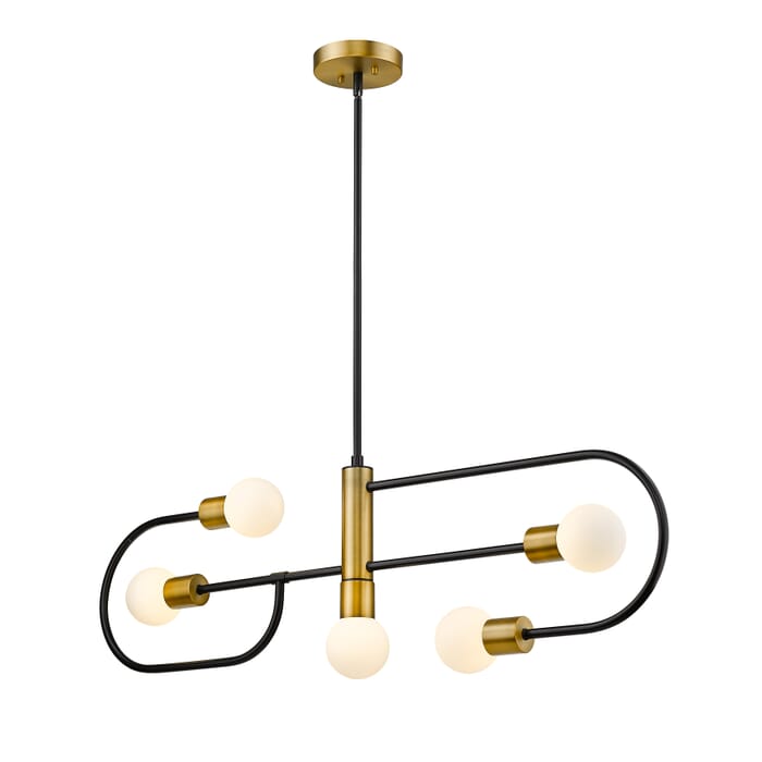 Z-Lite Neutra 5-Light Chandelier In Matte Black With Foundry Brass Z-Lite Neutra 5-Light Chandelier In Matte Black With Foundry Brass