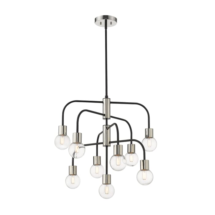 Z-Lite Neutra 9-Light Chandelier In Matte Black With Polished Nickel Z-Lite Neutra 9-Light Chandelier In Matte Black With Polished Nickel