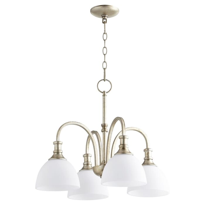 Quorum Richmond 4-Light Dinette & Breakfast Chandelier in Aged Silver Leaf Quorum Richmond 4-Light Dinette & Breakfast Chandelier in Aged Silver Leaf