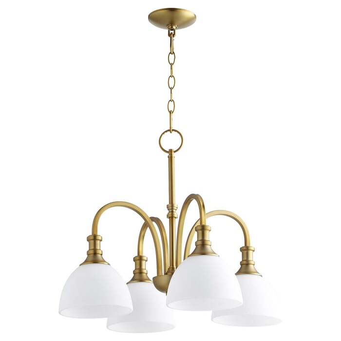 Quorum Richmond 4-Light Dinette & Breakfast Chandelier in Aged Brass Quorum Richmond 4-Light Dinette & Breakfast Chandelier in Aged Brass