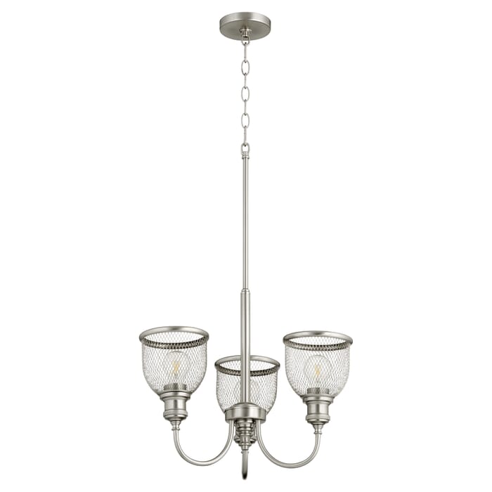 Quorum Omni 3-Light 16" Transitional Chandelier in Satin Nickel Quorum Omni 3-Light 16" Transitional Chandelier in Satin Nickel