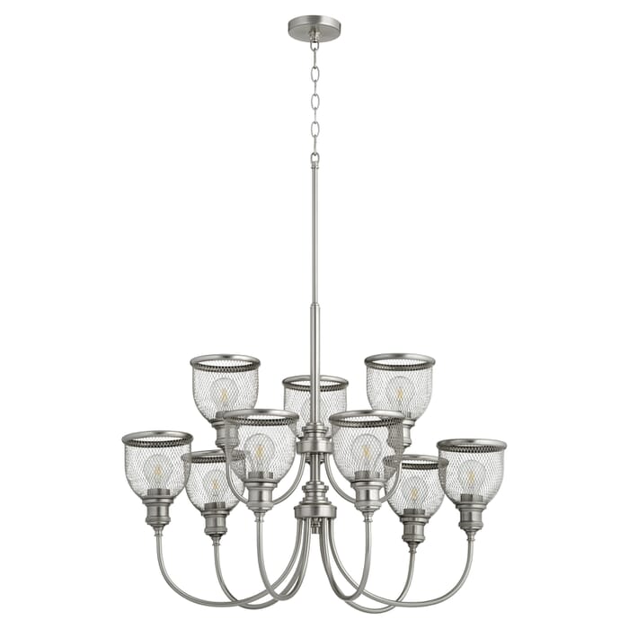 Quorum Omni 9-Light 25" Transitional Chandelier in Satin Nickel Quorum Omni 9-Light 25" Transitional Chandelier in Satin Nickel