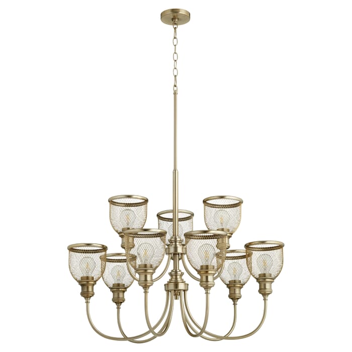 Quorum Omni 9-Light 25" Transitional Chandelier in Aged Brass Quorum Omni 9-Light 25" Transitional Chandelier in Aged Brass