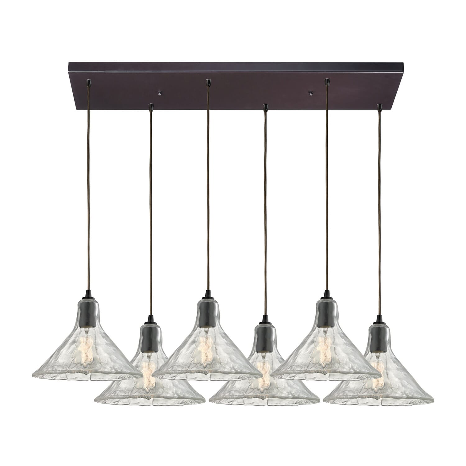 Oil Rubbed Bronze Six Light Pendant from the Hand Formed Glass ...