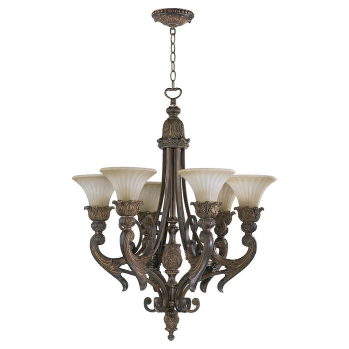 Quorum Madeleine 6-Light Chandelier in Corsican Gold Quorum Madeleine 6-Light Chandelier in Corsican Gold