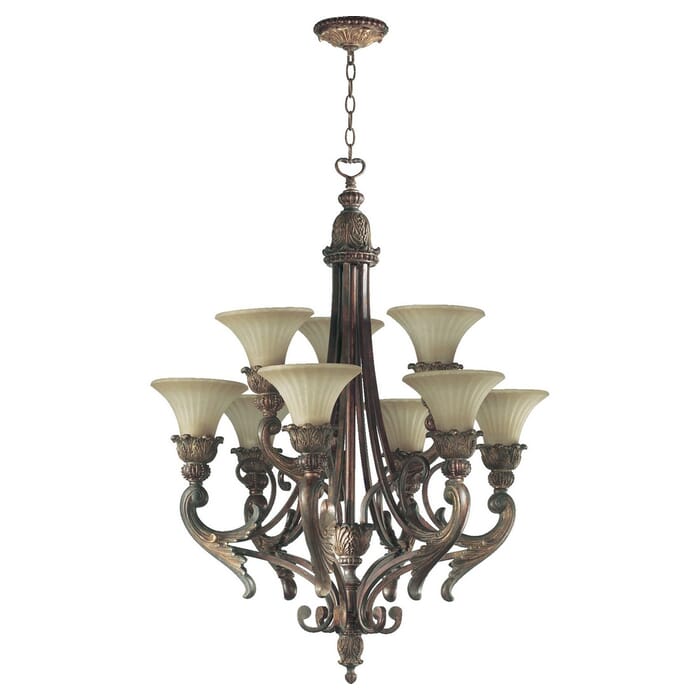 Quorum Madeleine 9-Light 40" Traditional Chandelier in Corsican Gold Quorum Madeleine 9-Light 40" Traditional Chandelier in Corsican Gold