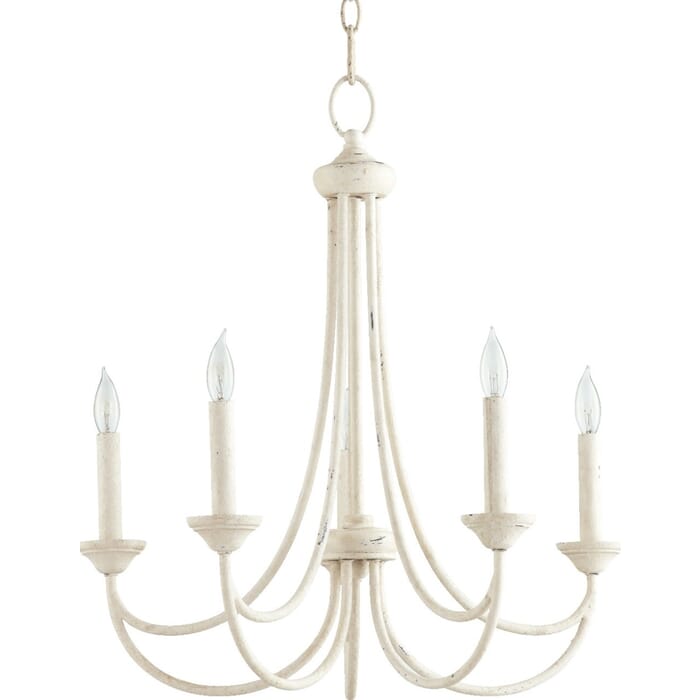 Quorum Brooks 5-Light Candelabra Chandelier in Persian White Quorum Brooks 5-Light Candelabra Chandelier in Persian White