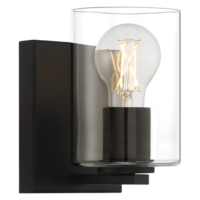 Oslo 1-Light LED Bathroom Vanity Light Fixture in Matte Black Oslo 1-Light LED Bathroom Vanity Light Fixture in Matte Black