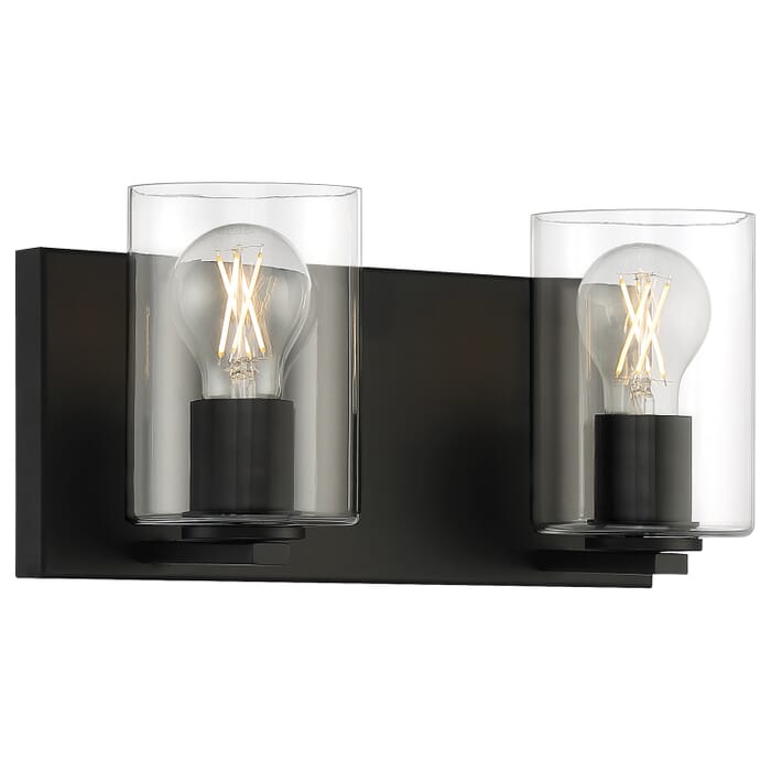 Oslo 2-Light LED Bathroom Vanity Light Fixture in Matte Black Oslo 2-Light LED Bathroom Vanity Light Fixture in Matte Black