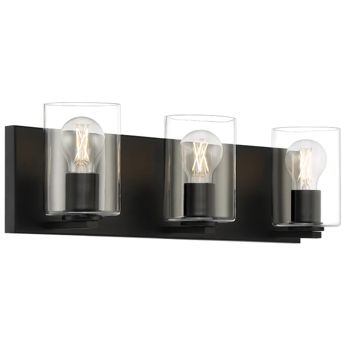 Oslo 3-Light LED Bathroom Vanity Light Fixture in Matte Black Oslo 3-Light LED Bathroom Vanity Light Fixture in Matte Black