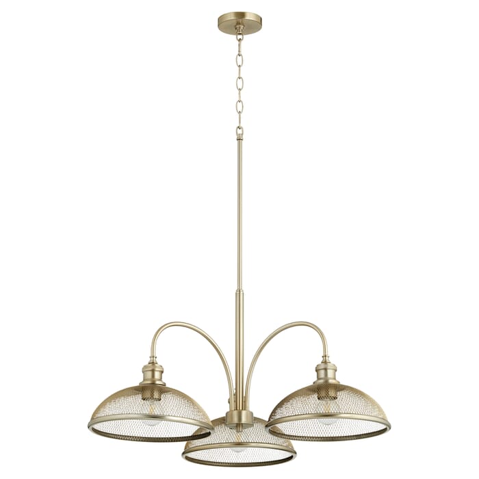 Quorum Omni 3-Light 15" Dinette & Breakfast Chandelier in Aged Brass Quorum Omni 3-Light 15" Dinette & Breakfast Chandelier in Aged Brass