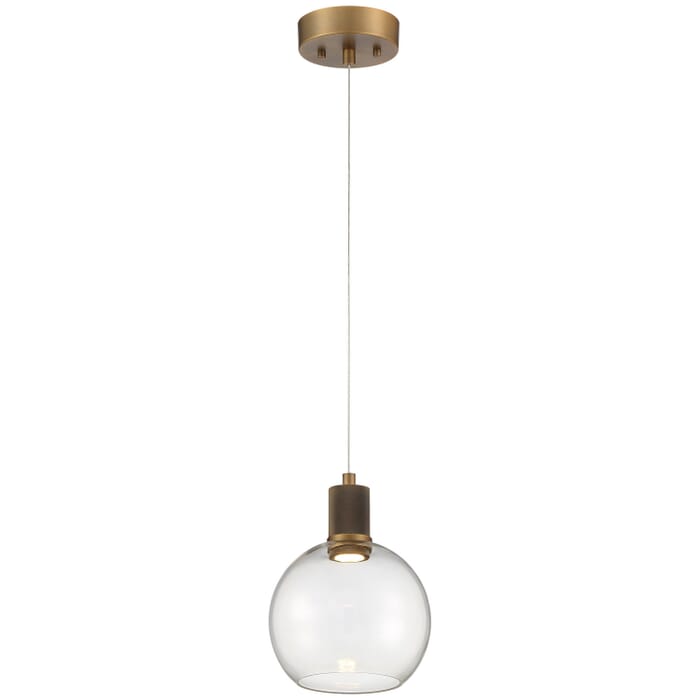 Port Nine Burgundy 1-Light LED Pendant in Antique Brushed Brass Port Nine Burgundy 1-Light LED Pendant in Antique Brushed Brass