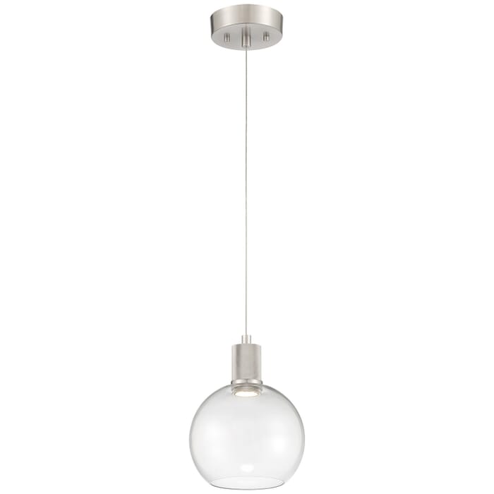 Port Nine Burgundy 1-Light LED Pendant in Brushed Steel Port Nine Burgundy 1-Light LED Pendant in Brushed Steel