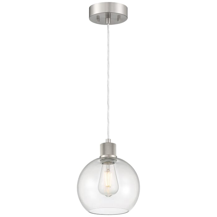 Port Nine Burgundy 1-Light LED Pendant in Brushed Steel Port Nine Burgundy 1-Light LED Pendant in Brushed Steel