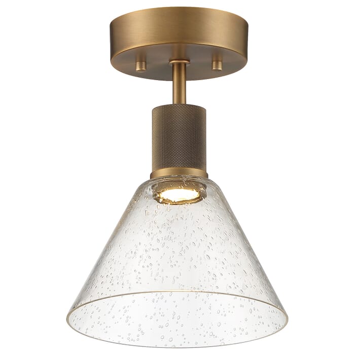 Port Nine Martini 1-Light LED Semi-Flush Mount in Antique Brushed Brass Port Nine Martini 1-Light LED Semi-Flush Mount in Antique Brushed Brass