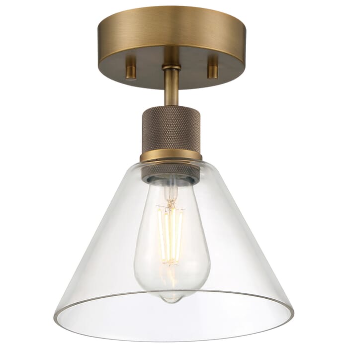 Port Nine Martini 1-Light LED Semi-Flush Mount in Antique Brushed Brass Port Nine Martini 1-Light LED Semi-Flush Mount in Antique Brushed Brass