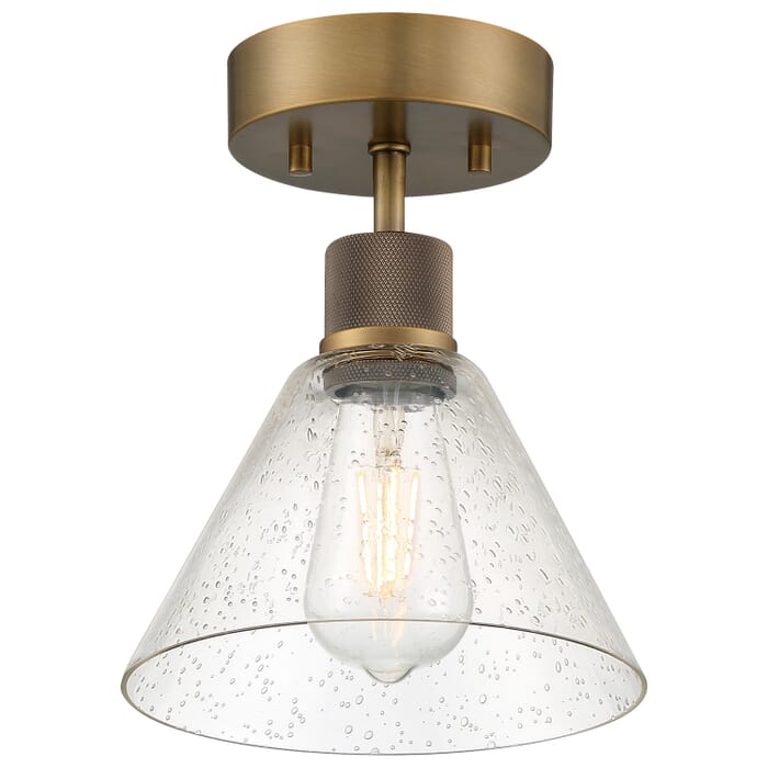 Port Nine Martini 1-Light LED Semi-Flush Mount in Antique Brushed Brass Port Nine Martini 1-Light LED Semi-Flush Mount in Antique Brushed Brass