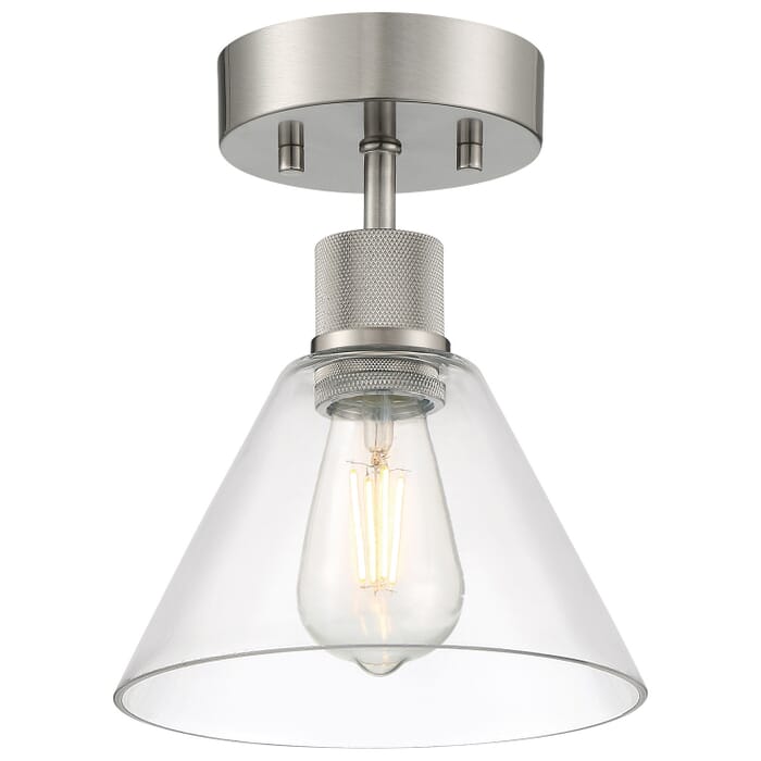 Port Nine Martini 1-Light LED Semi-Flush Mount in Brushed Steel Port Nine Martini 1-Light LED Semi-Flush Mount in Brushed Steel