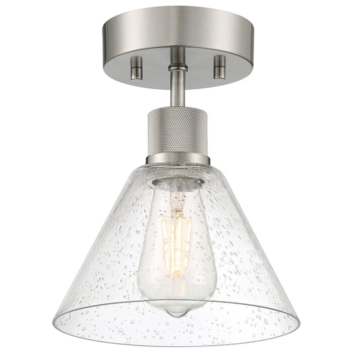 Port Nine Martini 1-Light LED Semi-Flush Mount in Brushed Steel Port Nine Martini 1-Light LED Semi-Flush Mount in Brushed Steel