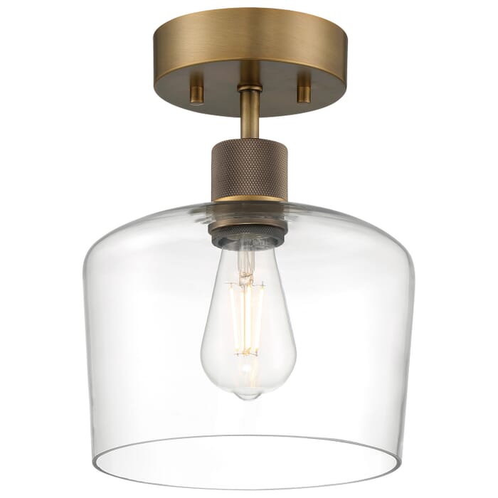 Port Nine Chardonnay 1-Light LED Semi-Flush Mount in Antique Brushed Brass Port Nine Chardonnay 1-Light LED Semi-Flush Mount in Antique Brushed Brass