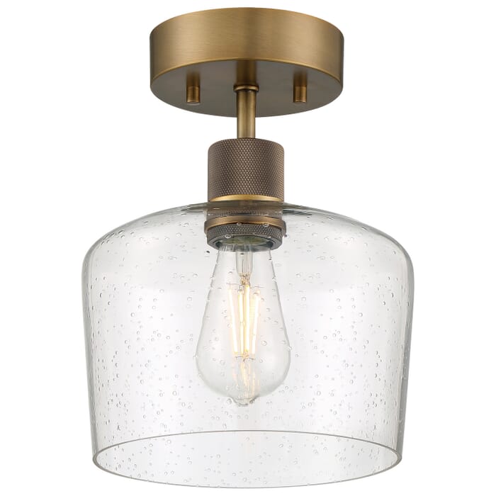 Port Nine Chardonnay 1-Light LED Semi-Flush Mount in Antique Brushed Brass Port Nine Chardonnay 1-Light LED Semi-Flush Mount in Antique Brushed Brass