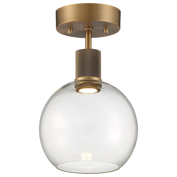 Port Nine Burgundy 1-Light LED Semi-Flush Mount in Antique Brushed Brass Port Nine Burgundy 1-Light LED Semi-Flush Mount in Antique Brushed Brass