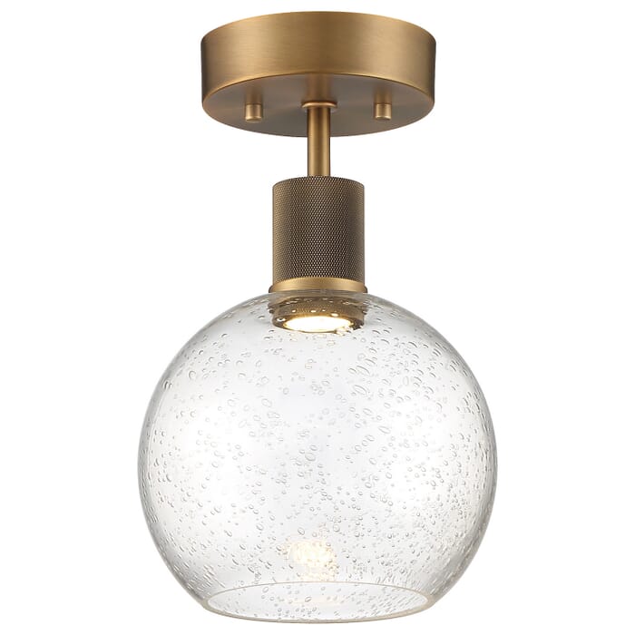 Port Nine Burgundy 1-Light LED Semi-Flush Mount in Antique Brushed Brass Port Nine Burgundy 1-Light LED Semi-Flush Mount in Antique Brushed Brass