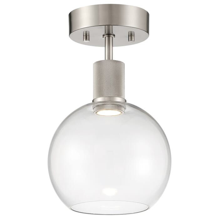 Port Nine Burgundy 1-Light LED Semi-Flush Mount in Brushed Steel Port Nine Burgundy 1-Light LED Semi-Flush Mount in Brushed Steel