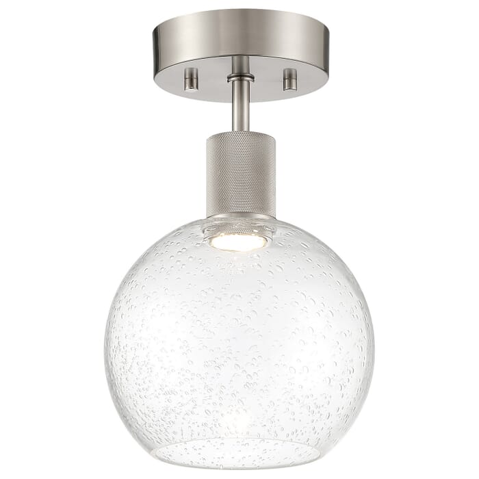 Port Nine Burgundy 1-Light LED Semi-Flush Mount in Brushed Steel Port Nine Burgundy 1-Light LED Semi-Flush Mount in Brushed Steel