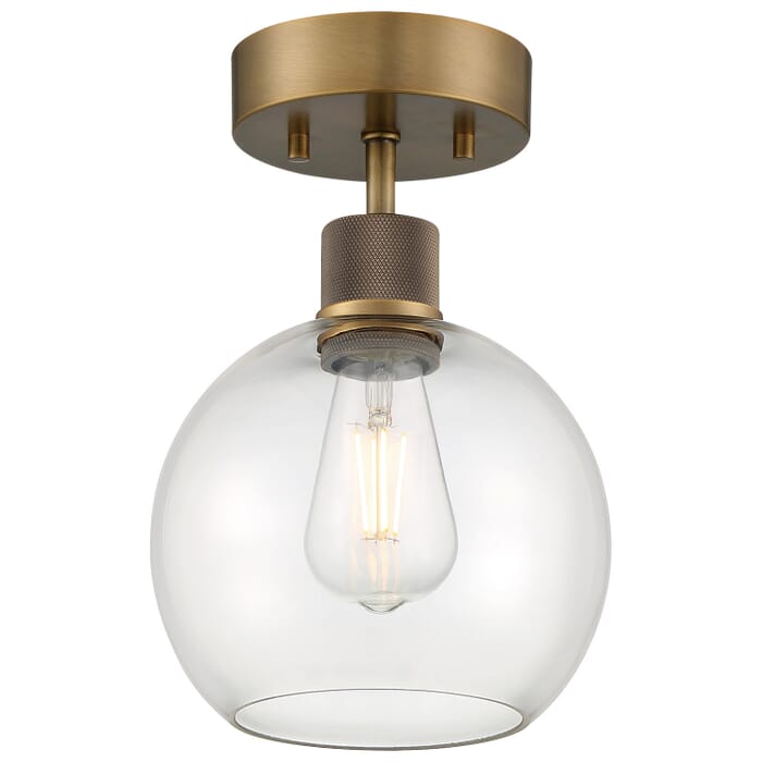 Port Nine Burgundy 1-Light LED Semi-Flush Mount in Antique Brushed Brass Port Nine Burgundy 1-Light LED Semi-Flush Mount in Antique Brushed Brass