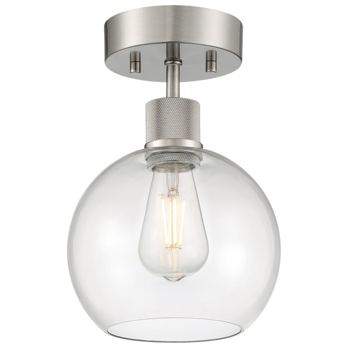 Port Nine Burgundy 1-Light LED Semi-Flush Mount in Brushed Steel Port Nine Burgundy 1-Light LED Semi-Flush Mount in Brushed Steel