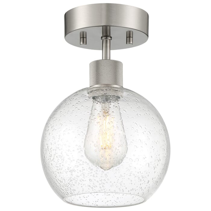 Port Nine Burgundy 1-Light LED Semi-Flush Mount in Brushed Steel Port Nine Burgundy 1-Light LED Semi-Flush Mount in Brushed Steel
