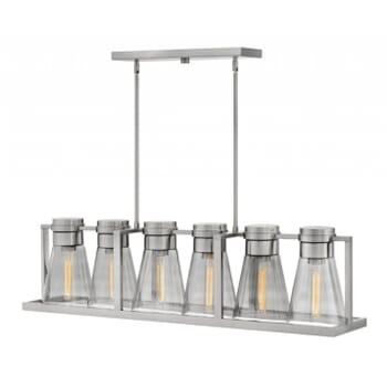 Hinkley Refinery 6-Light Linear Chandelier in Brushed Nickel with Smoked Glass