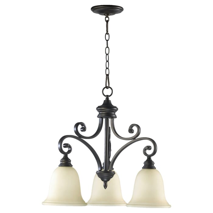 Quorum Bryant 3-Light 22" Dinette & Breakfast Chandelier in Oiled Bronze Quorum Bryant 3-Light 22" Dinette & Breakfast Chandelier in Oiled Bronze