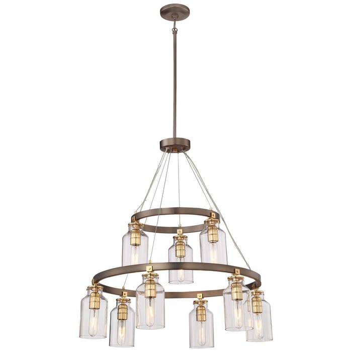 Minka Lavery Morrow 9-Light Transitional Chandelier in Harvard Court Bronze with Gold Highlights Minka Lavery Morrow 9-Light Transitional Chandelier in Harvard Court Bronze with Gold Highlights