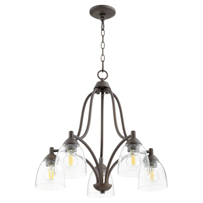Quorum Barkley 5-Light 23" Dinette & Breakfast Chandelier in Oiled Bronze with Quorum Barkley 5-Light 23" Dinette & Breakfast Chandelier in Oiled Bronze with