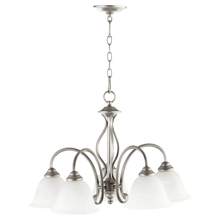 Quorum Spencer 5-Light 20" Dinette & Breakfast Chandelier in Classic Nickel Quorum Spencer 5-Light 20" Dinette & Breakfast Chandelier in Classic Nickel