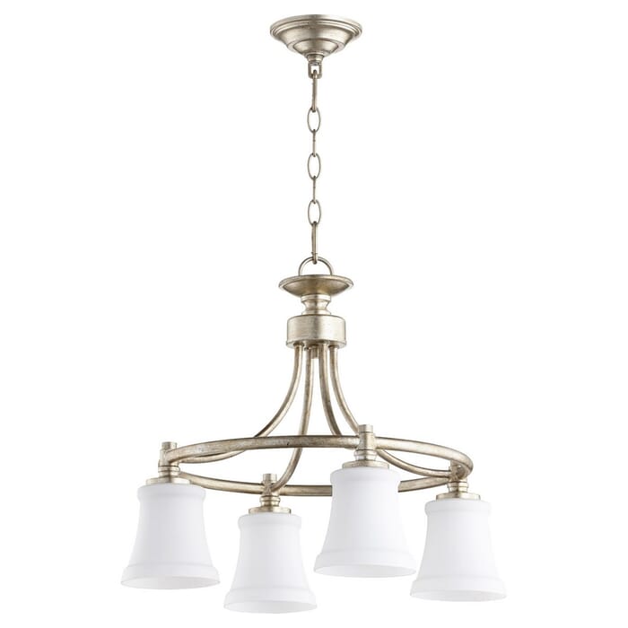 Quorum Rossington 4-Light 18" Dinette & Breakfast Chandelier in Aged Silver Leaf Quorum Rossington 4-Light 18" Dinette & Breakfast Chandelier in Aged Silver Leaf