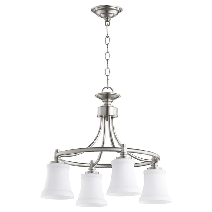 Quorum Rossington 4-Light 18" Dinette & Breakfast Chandelier in Satin Nickel Quorum Rossington 4-Light 18" Dinette & Breakfast Chandelier in Satin Nickel