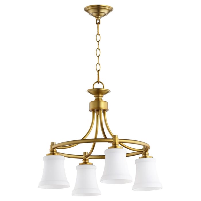 Quorum Rossington 4-Light 18" Dinette & Breakfast Chandelier in Aged Brass Quorum Rossington 4-Light 18" Dinette & Breakfast Chandelier in Aged Brass