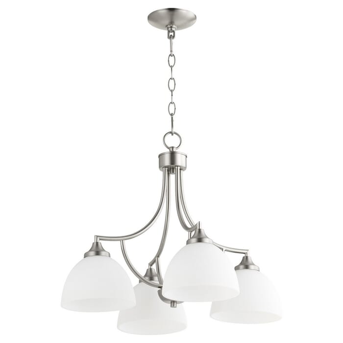 Quorum Enclave 4-Light 18" Dinette & Breakfast Chandelier in Satin Nickel Quorum Enclave 4-Light 18" Dinette & Breakfast Chandelier in Satin Nickel