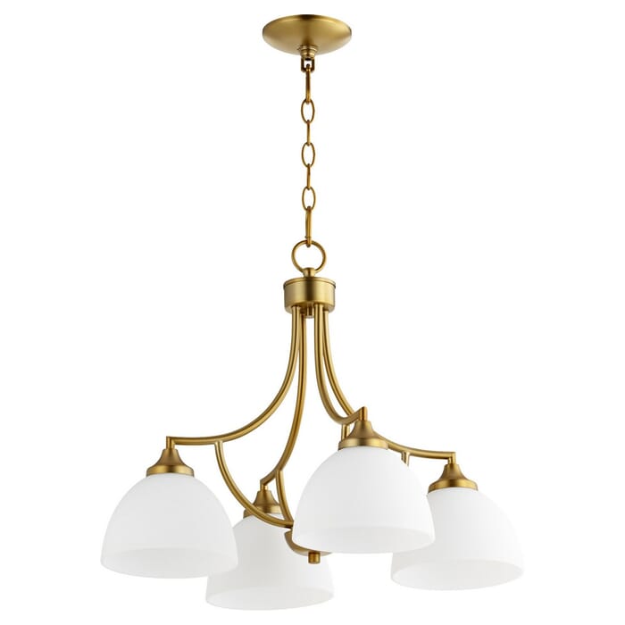 Quorum Enclave 4-Light 18" Dinette & Breakfast Chandelier in Aged Brass Quorum Enclave 4-Light 18" Dinette & Breakfast Chandelier in Aged Brass