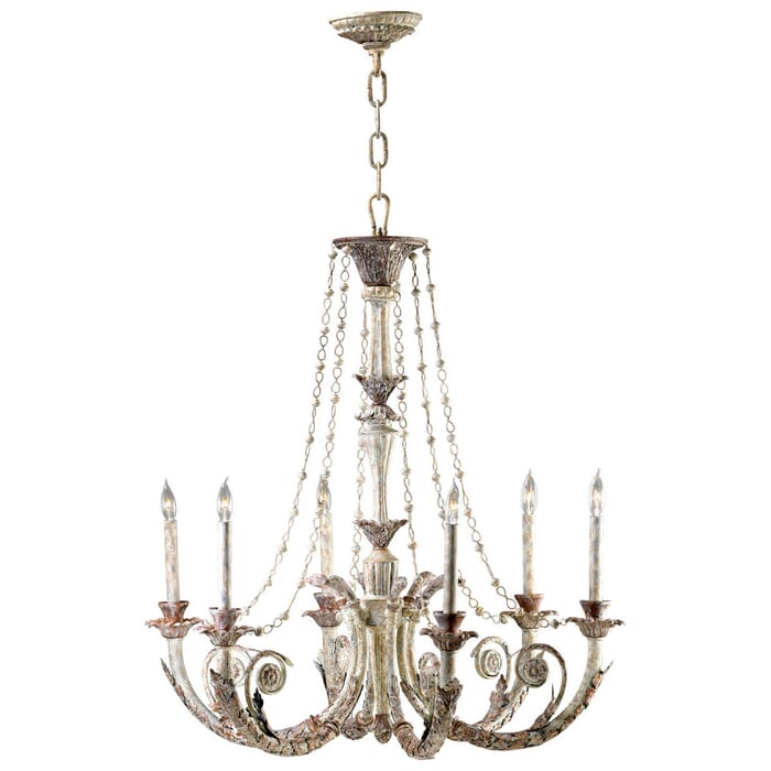Cyan Design Abelle 33.5" 6-Light Chandelier in Parisian White Cyan Design Abelle 33.5" 6-Light Chandelier in Parisian White