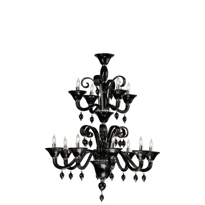Cyan Design Treviso 33" 12-Light Black Glass Chandelier in Chrome Cyan Design Treviso 33" 12-Light Black Glass Chandelier in Chrome