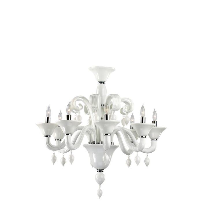 Cyan Design Treviso 29" 8-Light White Glass Chandelier in Chrome Cyan Design Treviso 29" 8-Light White Glass Chandelier in Chrome