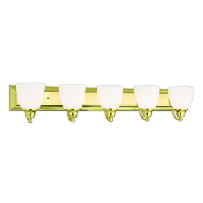 Springfield 5-Light Bathroom Vanity Light in Polished Brass Springfield 5-Light Bathroom Vanity Light in Polished Brass