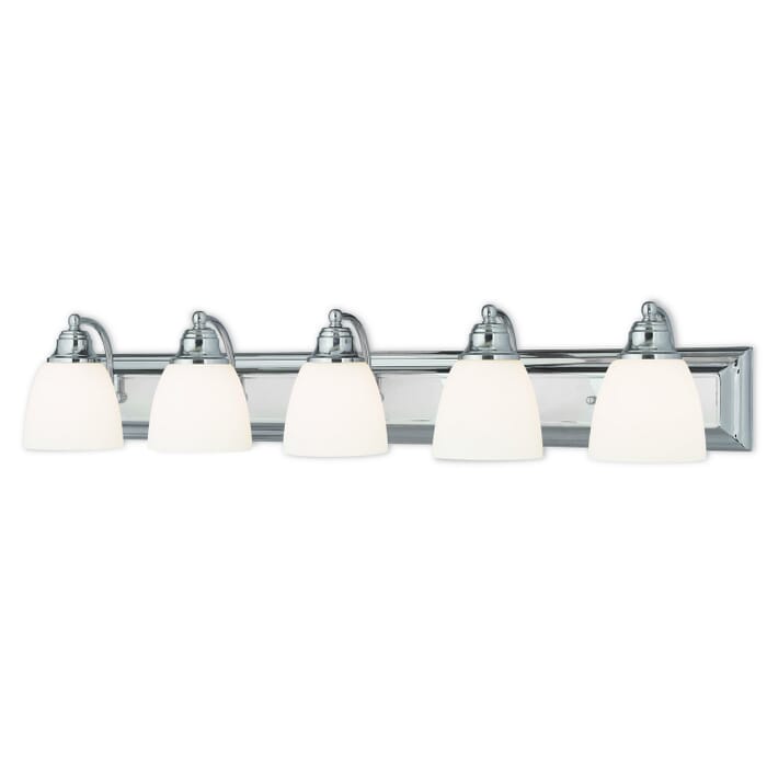 Springfield 5-Light Bathroom Vanity Light in Polished Chrome Springfield 5-Light Bathroom Vanity Light in Polished Chrome