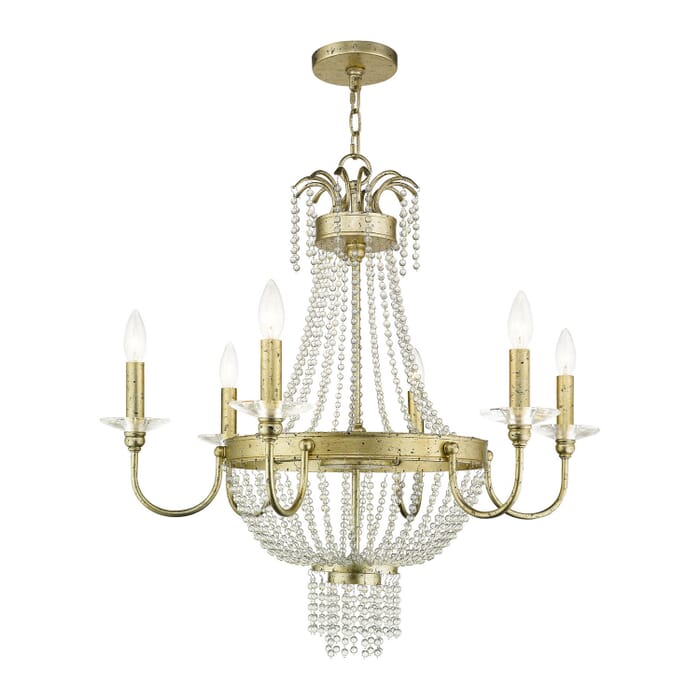 Valentina 6-Light Chandelier in Hand Applied Winter Gold Valentina 6-Light Chandelier in Hand Applied Winter Gold